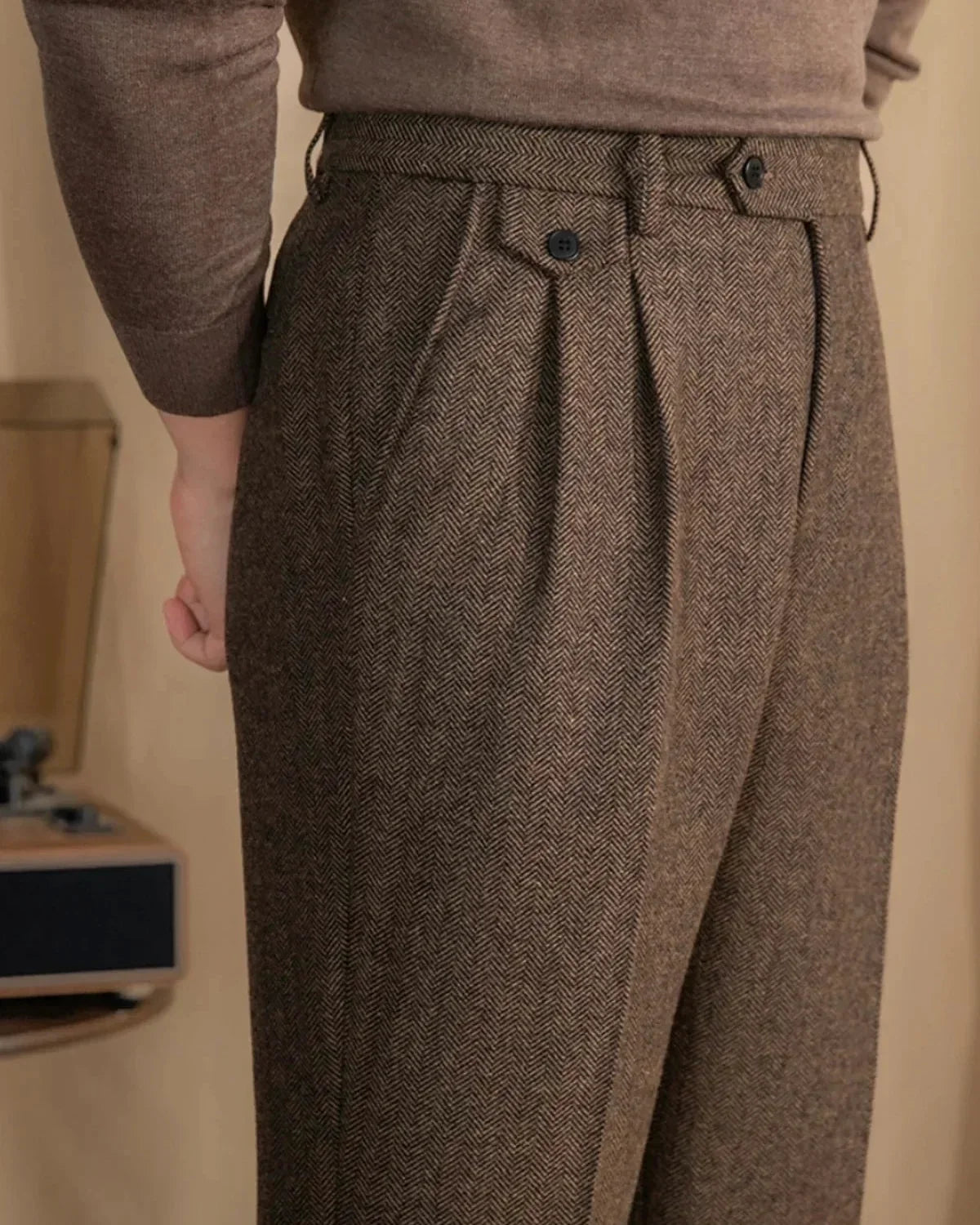 Milo Women's High-Waist Trousers | Herringbone Wool Blend Tailored Fit 2