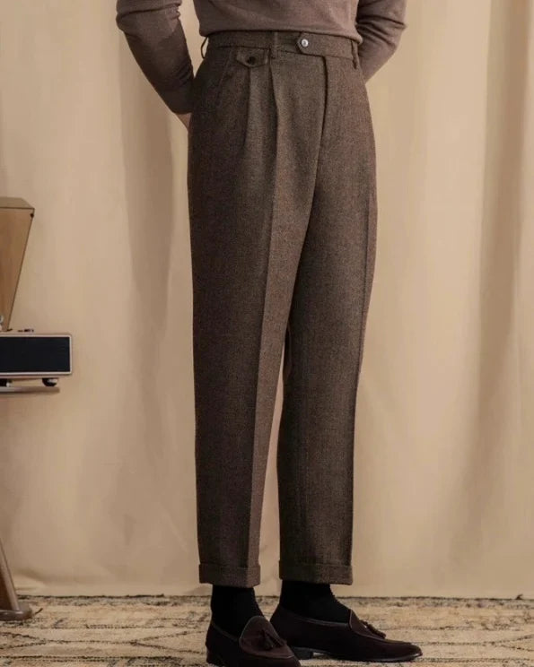 Milo Women's High-Waist Trousers | Herringbone Wool Blend Tailored Fit 3