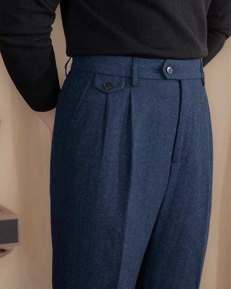 Milo Women's High-Waist Trousers | Herringbone Wool Blend Tailored Fit 4