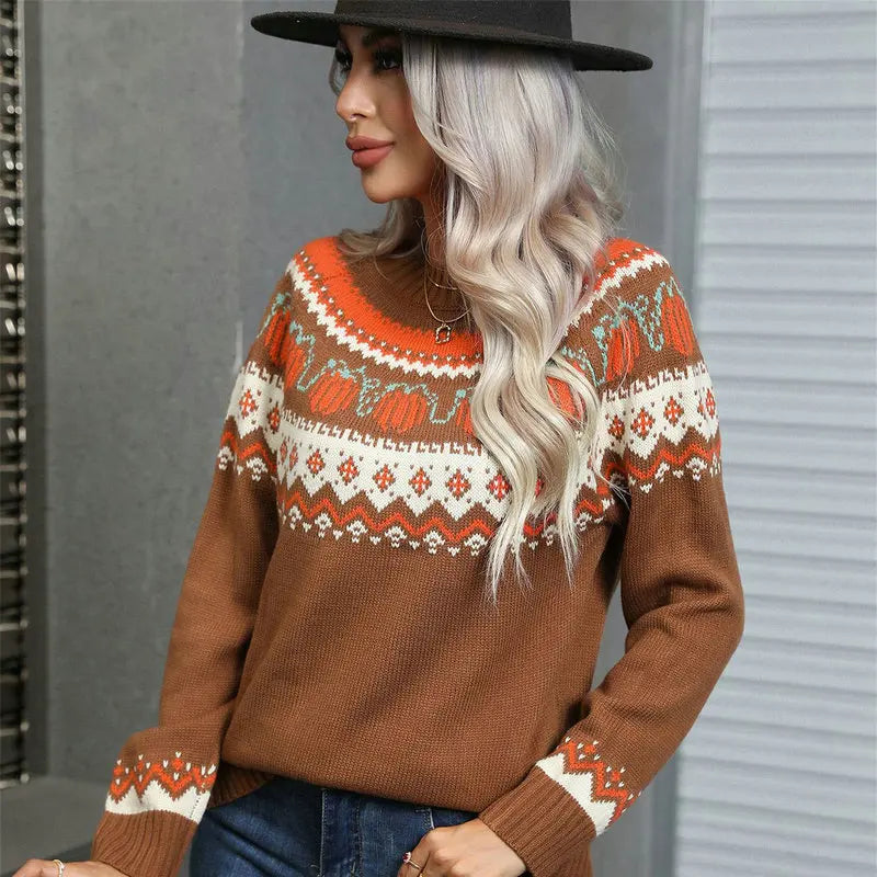 Funny Christmas Sweater for Women | Modern Nordic Pattern, Comfortable Fit
