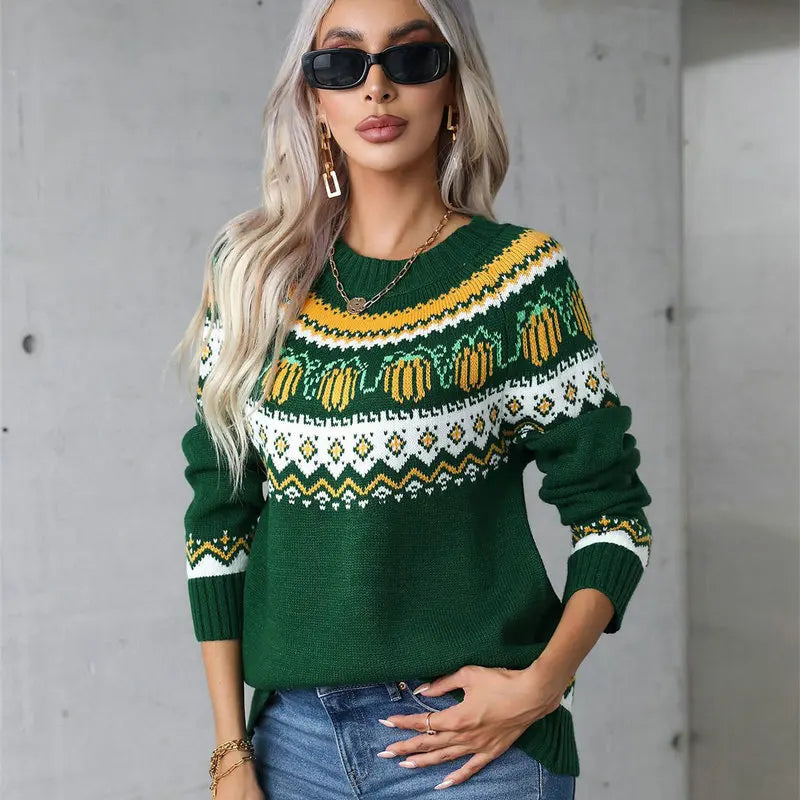 Funny Christmas Sweater for Women | Modern Nordic Pattern, Comfortable Fit