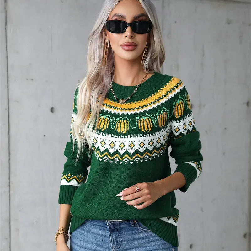 Funny Christmas Sweater for Women | Modern Nordic Pattern, Comfortable Fit