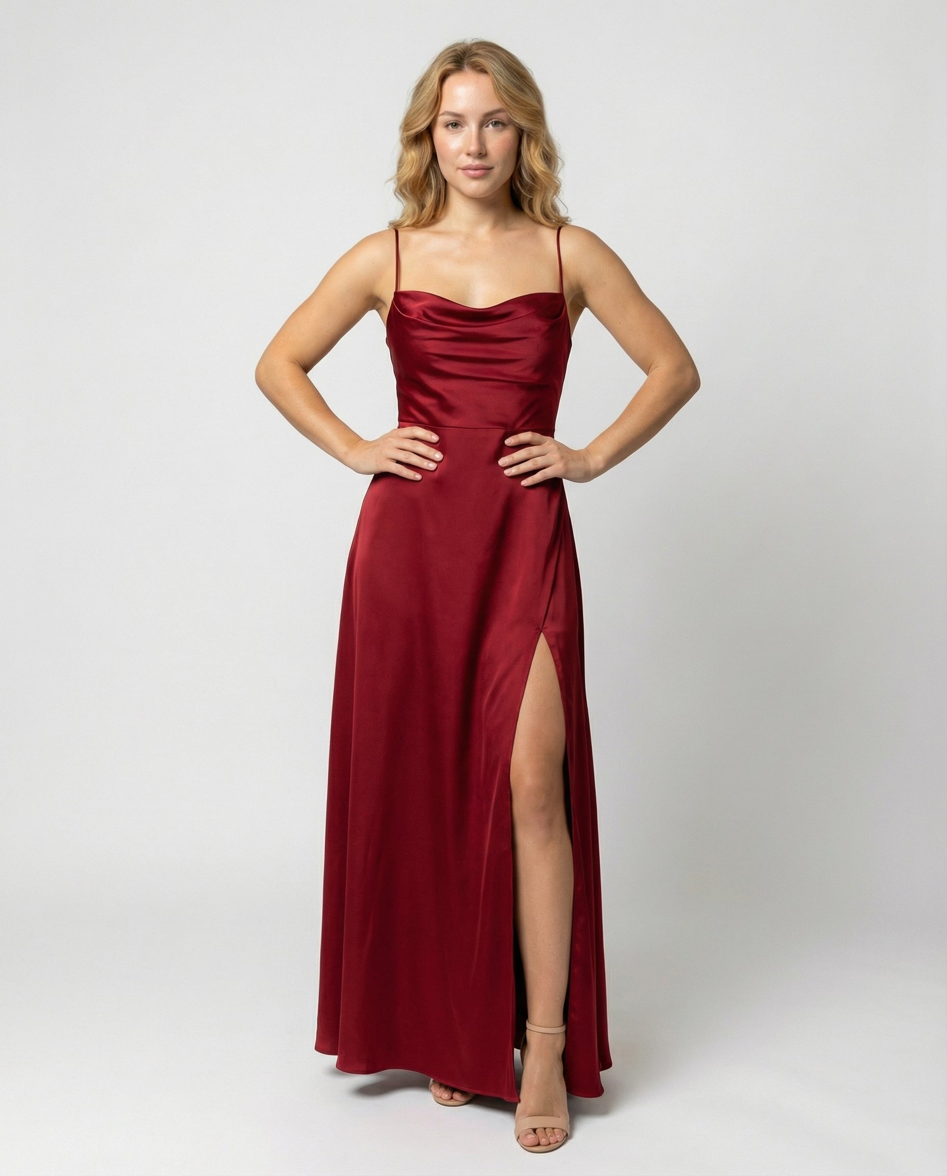 Mira Women's Maxi Dress | Elegant Flowing Cut with Leg Slit 0