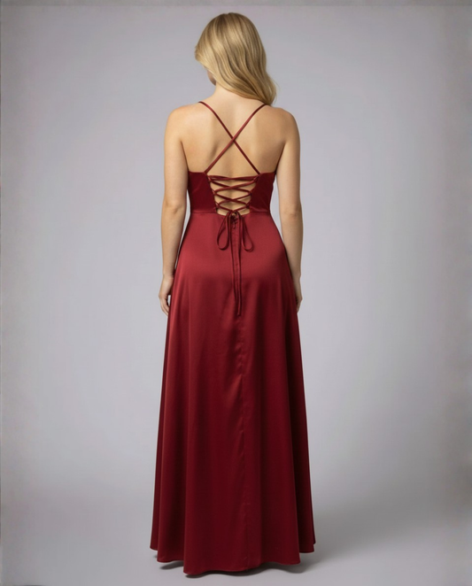 Mira Women's Maxi Dress | Elegant Flowing Cut with Leg Slit 1