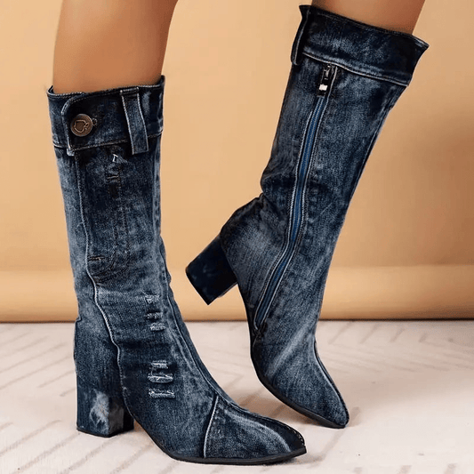 Molly Dames Cowboy Boots | Denim Blue, Mid-High