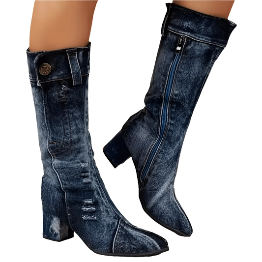 Molly Dames Cowboy Boots | Denim Blue, Mid-High