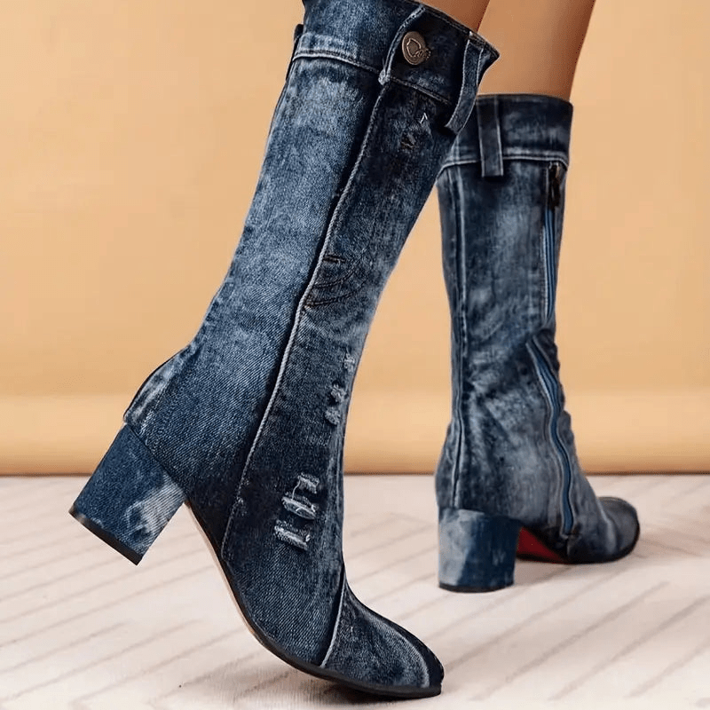 Molly Dames Cowboy Boots | Denim Blue, Mid-High