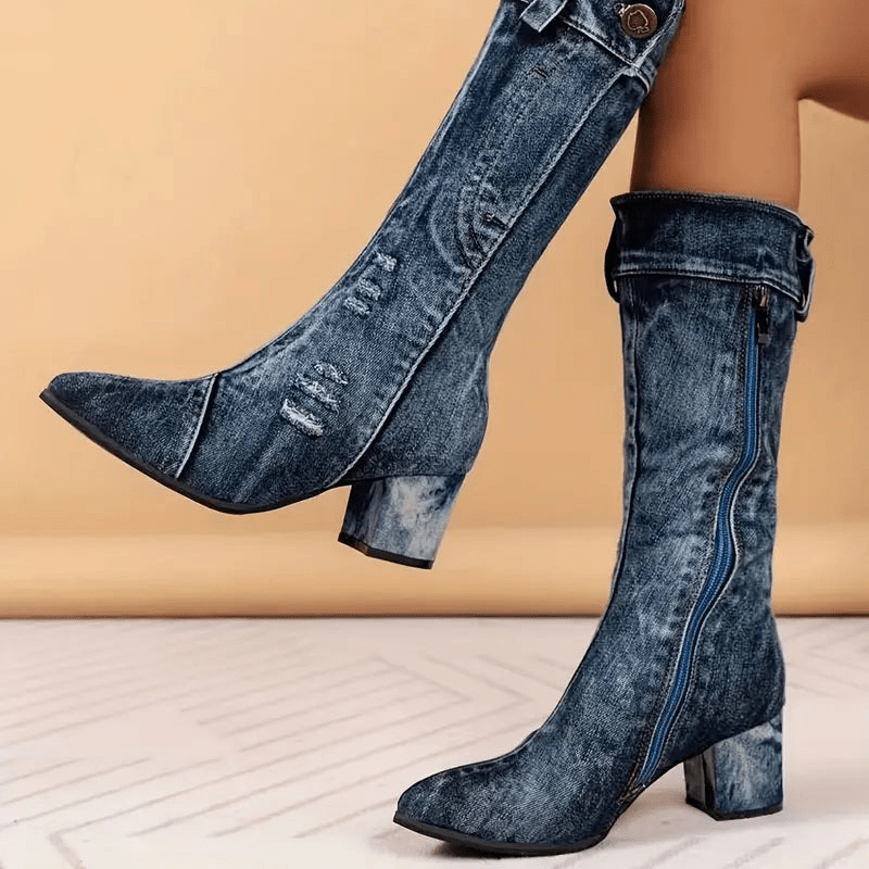 Molly Dames Cowboy Boots | Denim Blue, Mid-High