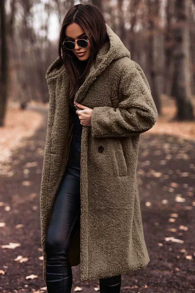 Nina | Long Teddy Coat | Trendy Winter Comfort | Luxe Wool Blend