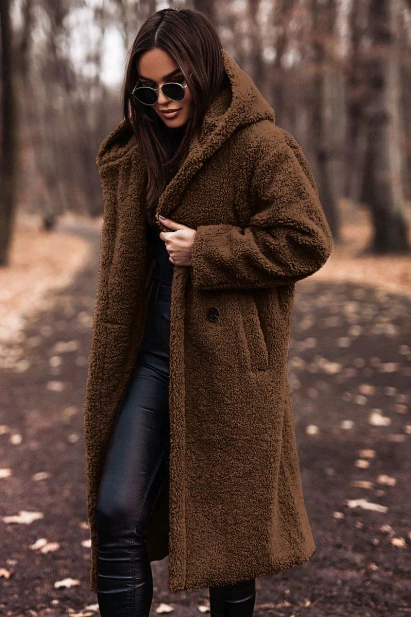 Nina | Long Teddy Coat | Trendy Winter Comfort | Luxe Wool Blend