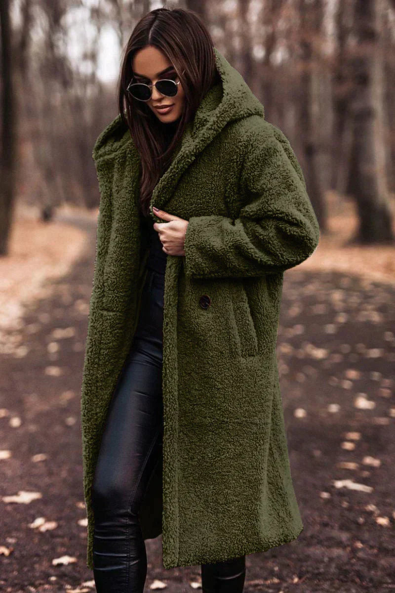 Nina | Long Teddy Coat | Trendy Winter Comfort | Luxe Wool Blend