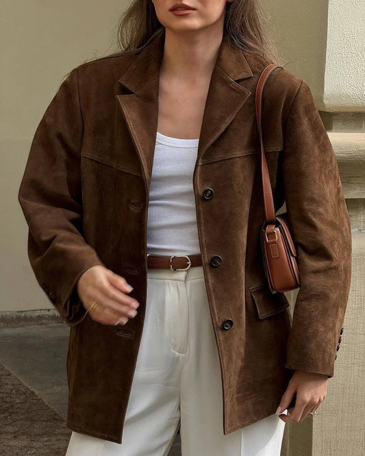 Nina Women's Blazer | Suede, Timeless and Flattering Design