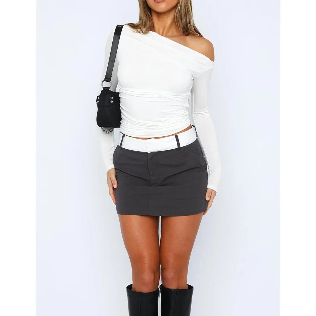 Olina Women's Fitted Top | Off-Shoulder, Ruched Long Sleeve 4