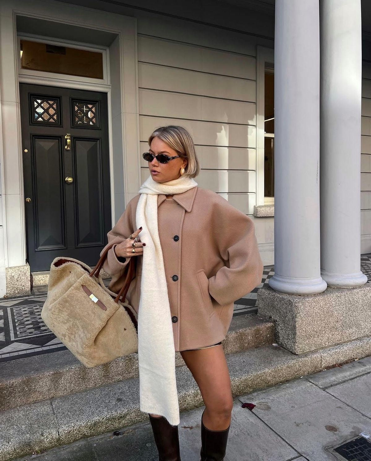 Olive Ladies Trench Coat | Soft Wool, Oversized