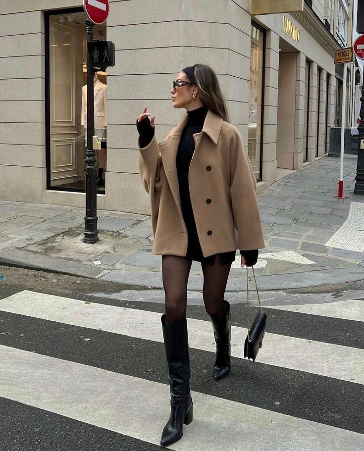 Olive Ladies Trench Coat | Soft Wool, Oversized