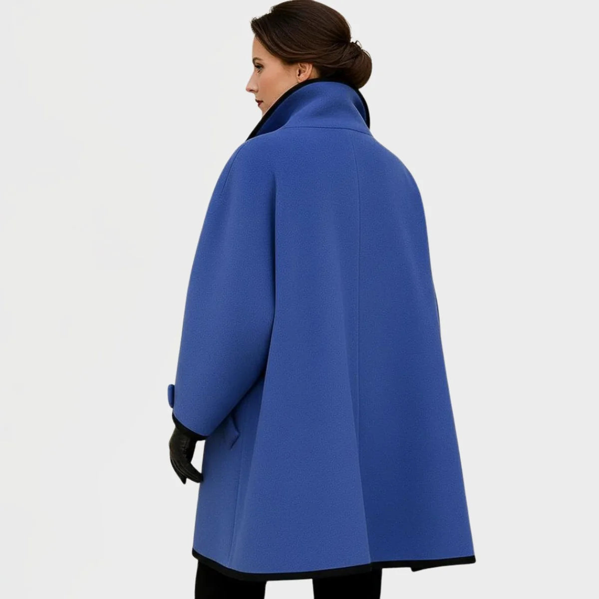 Olwen Women's Oversized Coat | Wool-Look, Wide Notch Lapel, Contrast Trim 1