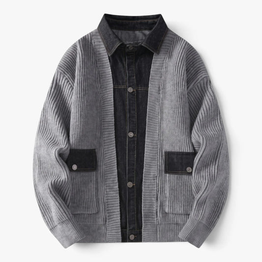 Oren Men's Jacket | Ribbed Texture, Contrast Panel, Polyester 0