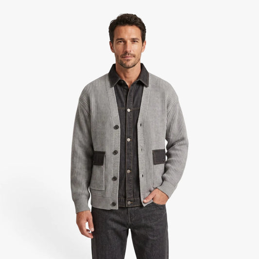 Oren Men's Jacket | Ribbed Texture, Contrast Panel, Polyester 1