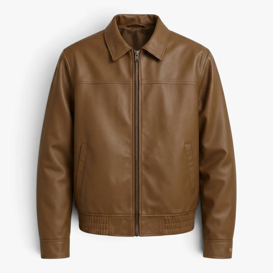 Oren Men's Leather Jacket | Premium Leather, Classic Collar, Regular Fit 0