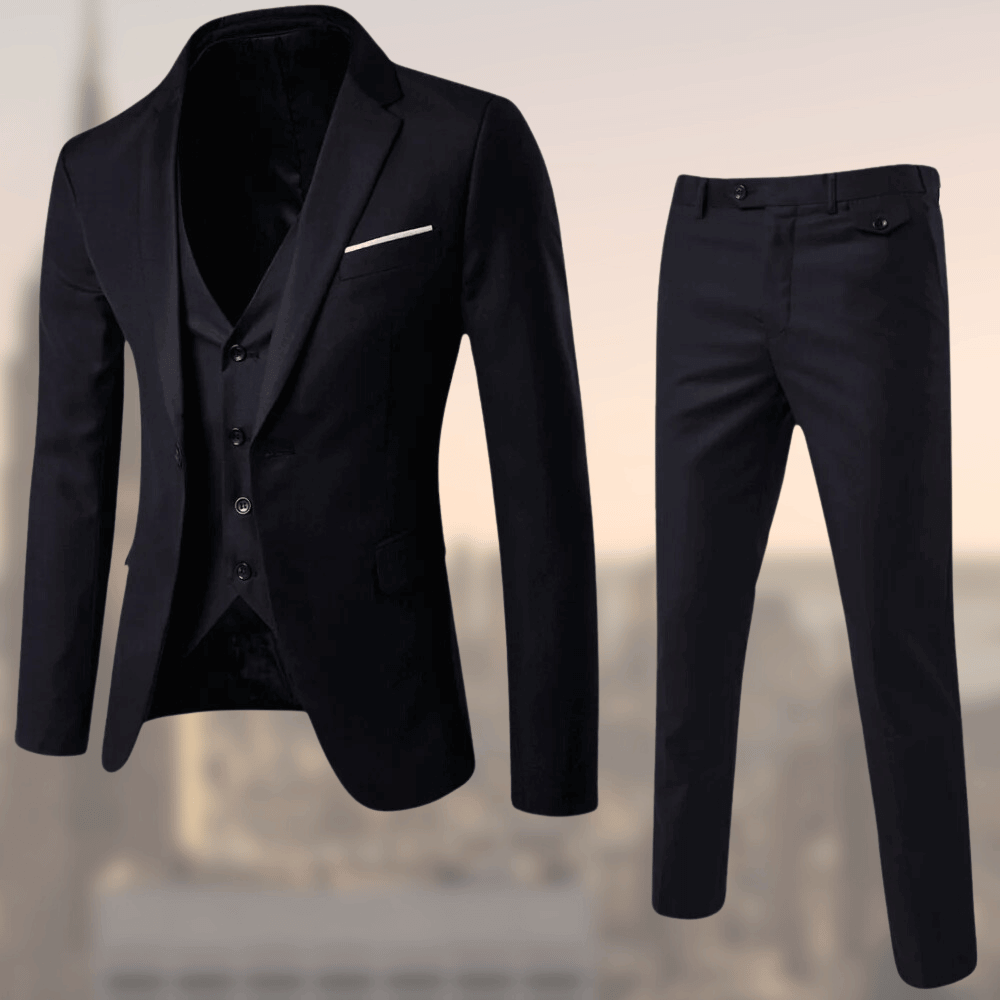 Parker Men's Suit | Tailored Fit Black Suit Set, Versatile for Weddings and Formal Events 1