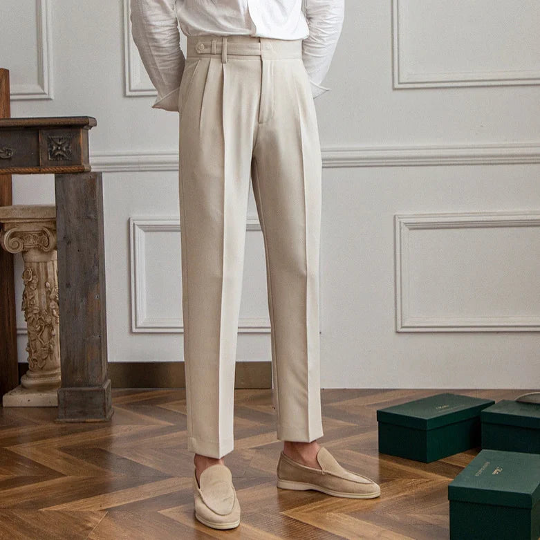 Paxon Men's Tailored Trousers | High Waist, Pleated, Cropped 0