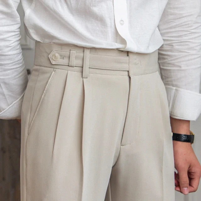 Paxon Men's Tailored Trousers | High Waist, Pleated, Cropped 1