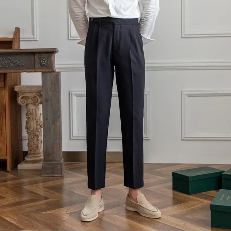 Paxon Men's Tailored Trousers | High Waist, Pleated, Cropped 3