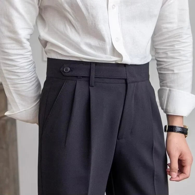 Paxon Men's Tailored Trousers | High Waist, Pleated, Cropped 4