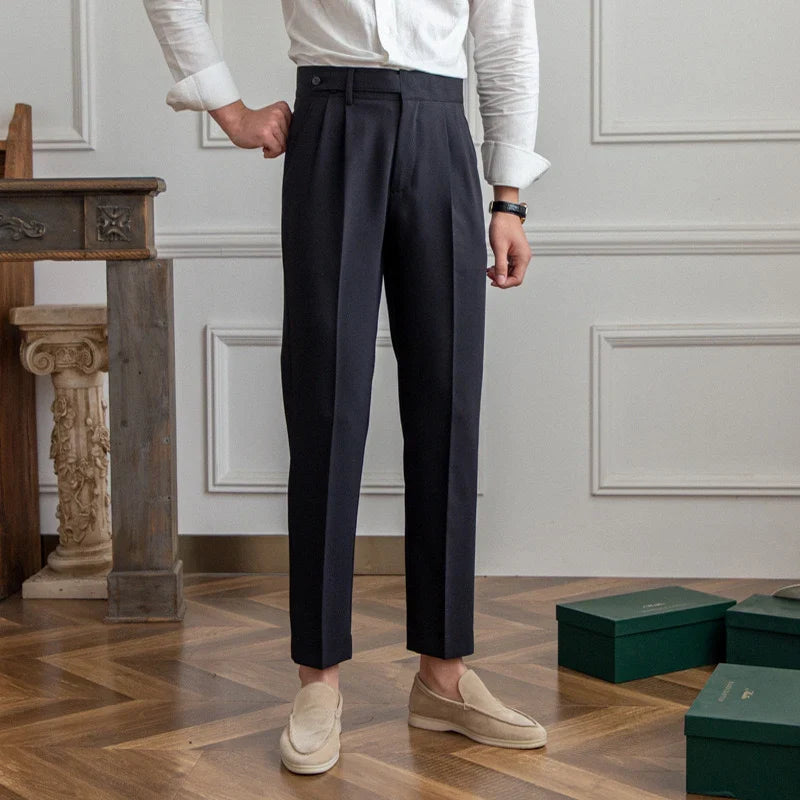 Paxon Men's Tailored Trousers | High Waist, Pleated, Cropped 5