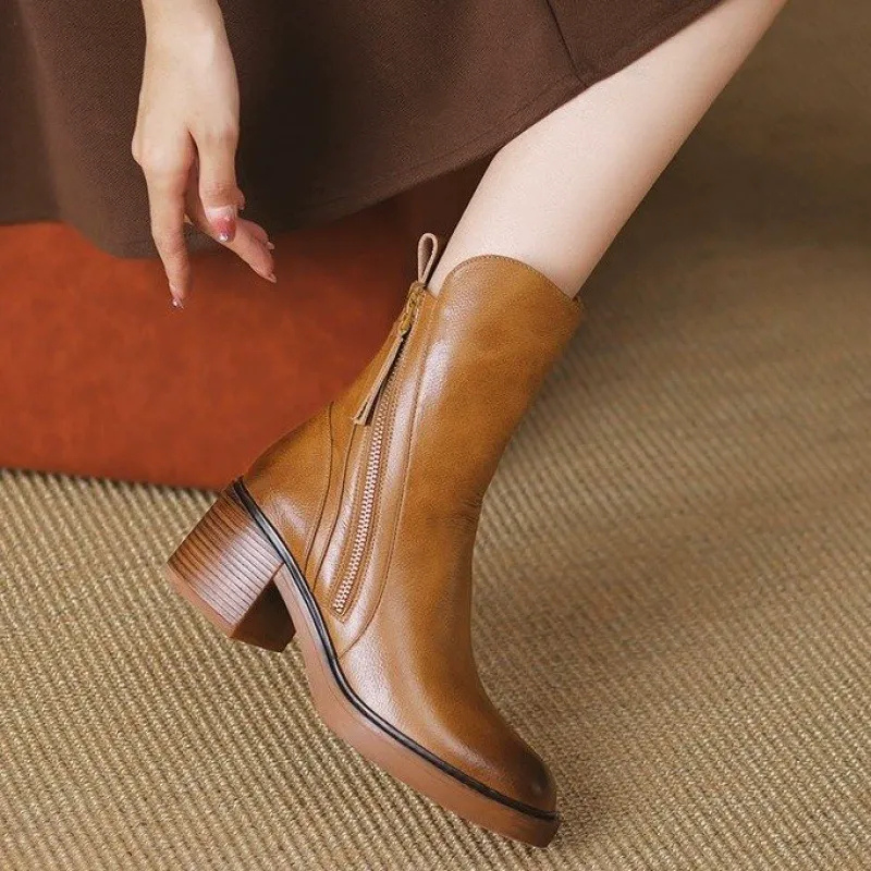 Pia Women's Cowboy Boots | Black Block Heel, Modern Aesthetic