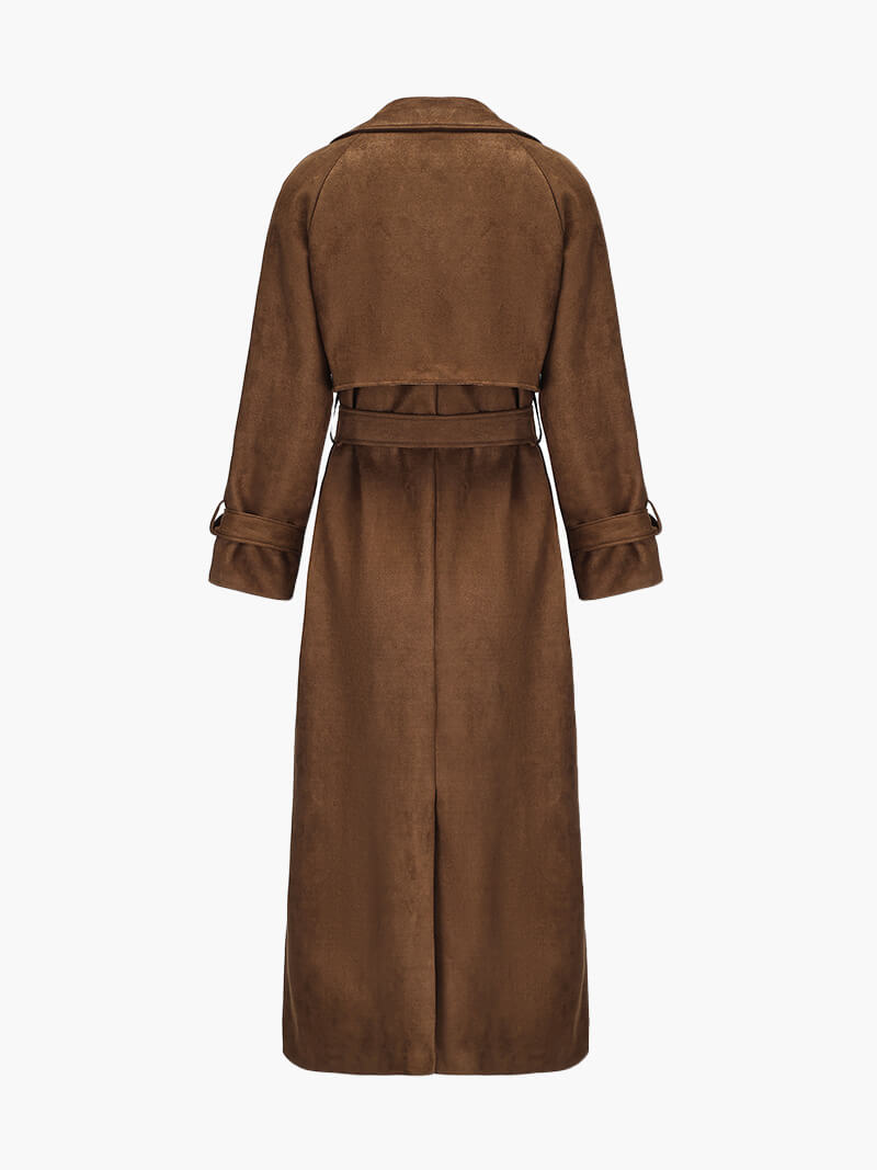 Pia Dames Trenchcoat | Imitation Suede, Oversized Long Trenchcoat for Women