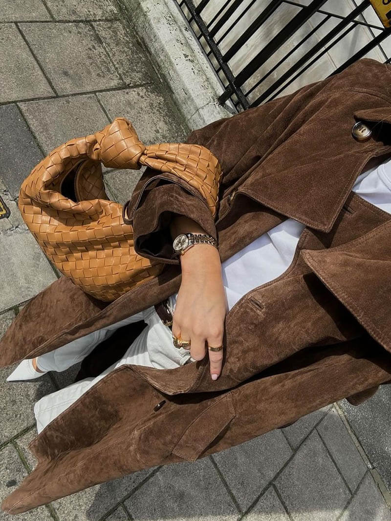 Pia Dames Trenchcoat | Imitation Suede, Oversized Long Trenchcoat for Women