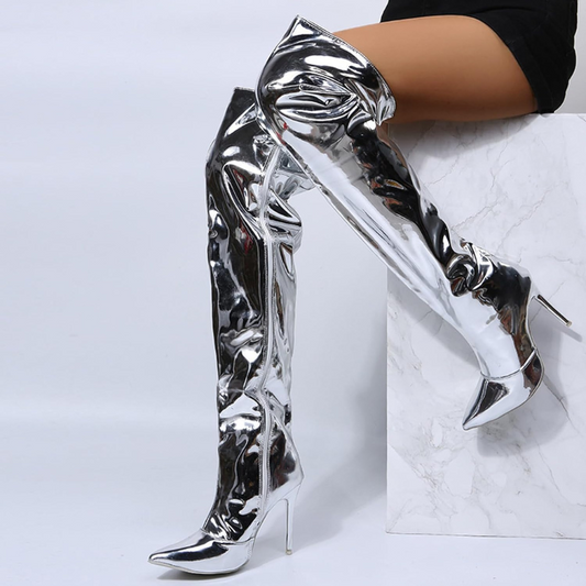Pina Women's Boots Black | Over-the-Knee with High Heel, Punk Flair