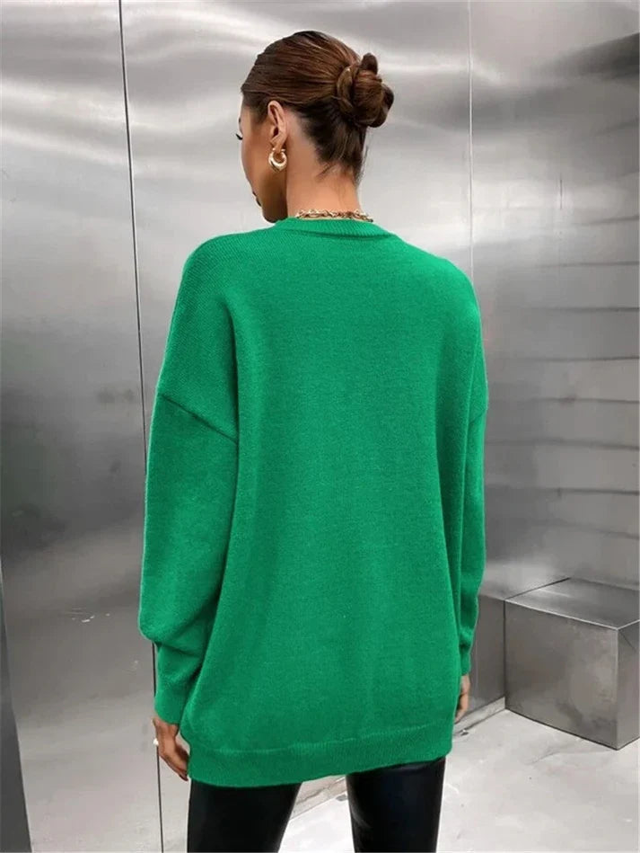 Preshnie Women's Pullover | Oversized Polyester Sweater in Vibrant Green 4
