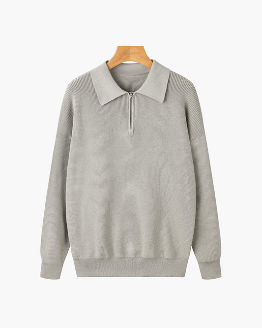 Rason Men's Half-Zip Polo Sweater | Textured Cotton, Relaxed Fit 1
