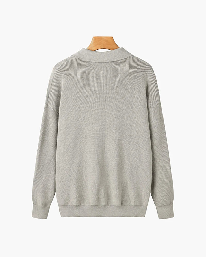 Rason Men's Half-Zip Polo Sweater | Textured Cotton, Relaxed Fit 2