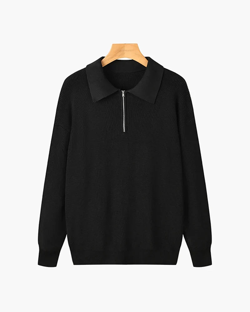 Rason Men's Half-Zip Polo Sweater | Textured Cotton, Relaxed Fit 6