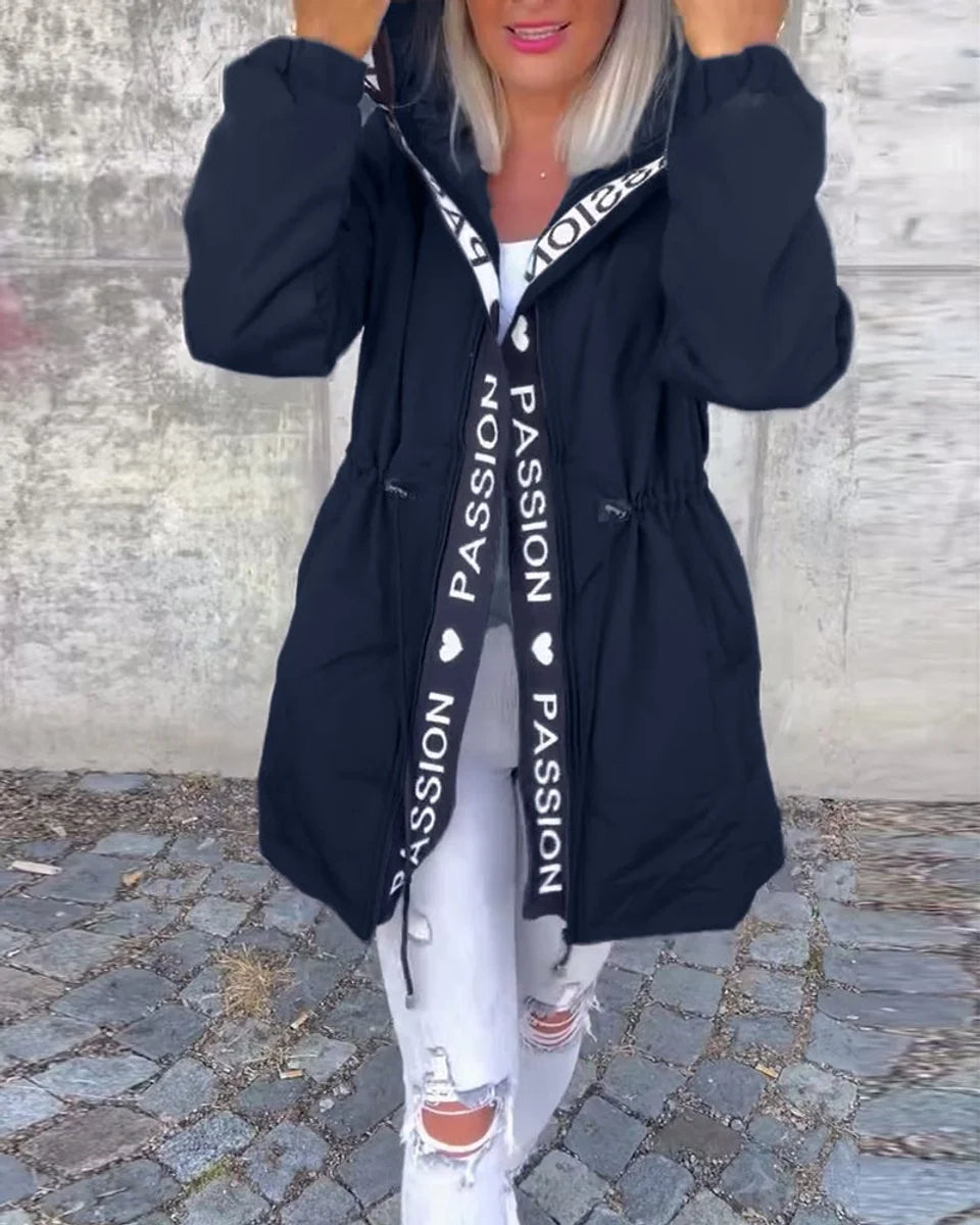 Raven Women's Midi Parka Coat | Smooth Fabric, Adjustable Waist 1