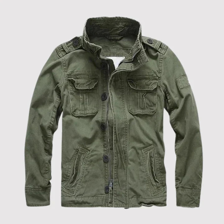 Rex Men's Denim Jacket | Durable Fabric, Camouflage Design 0