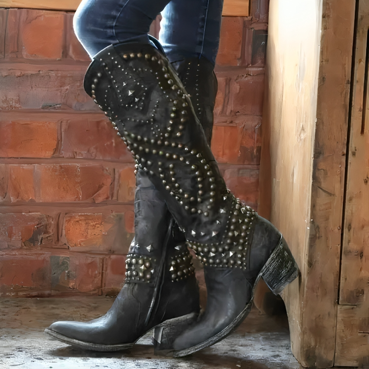 Rina Women's Knee High Boots | Stylish Black Orthopedic Design, Comfortable Fit 2