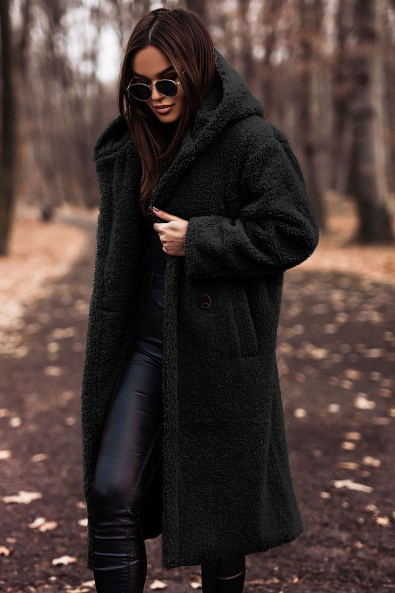 Long teddy coat with hood for women | Warm and comfortable winter coat