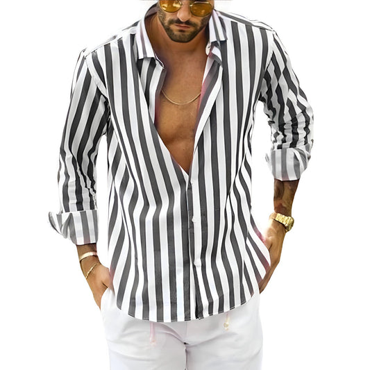 Rylan Men's Dress Shirt | Modern Stripe Pattern, Relaxed Fit 1