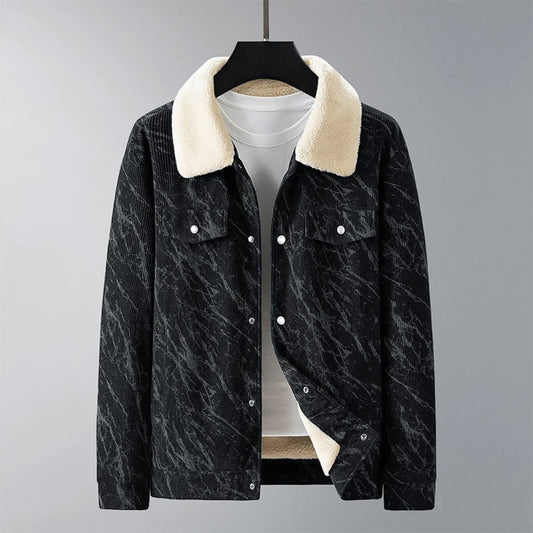 Rylan Men's Jacket | Fleece-Lined Corduroy Trucker with Faux Shearling Collar 0