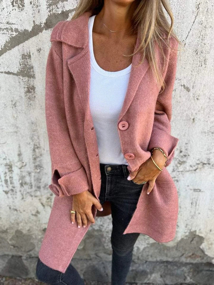 Rylan Women's Longline Coat | Smooth Fabric, Notch Collar 1
