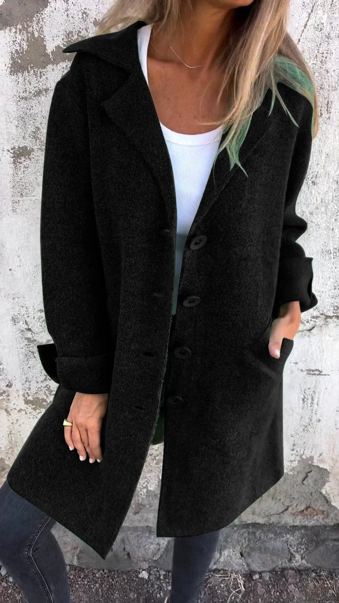 Rylan Women's Longline Coat | Smooth Fabric, Notch Collar 10