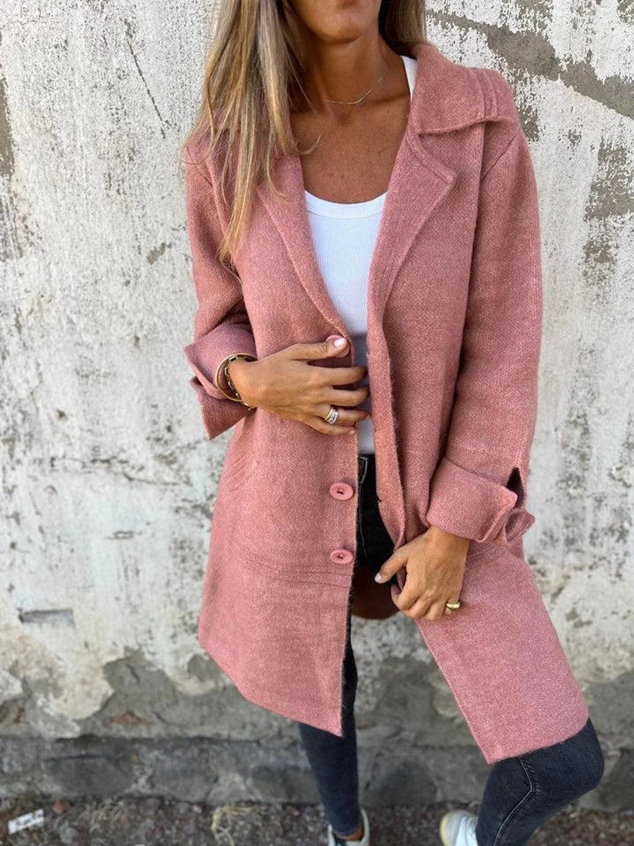 Rylan Women's Longline Coat | Smooth Fabric, Notch Collar 2