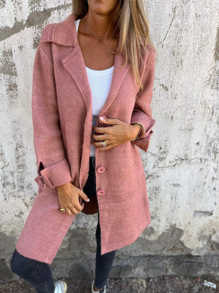 Rylan Women's Longline Coat | Smooth Fabric, Notch Collar 3