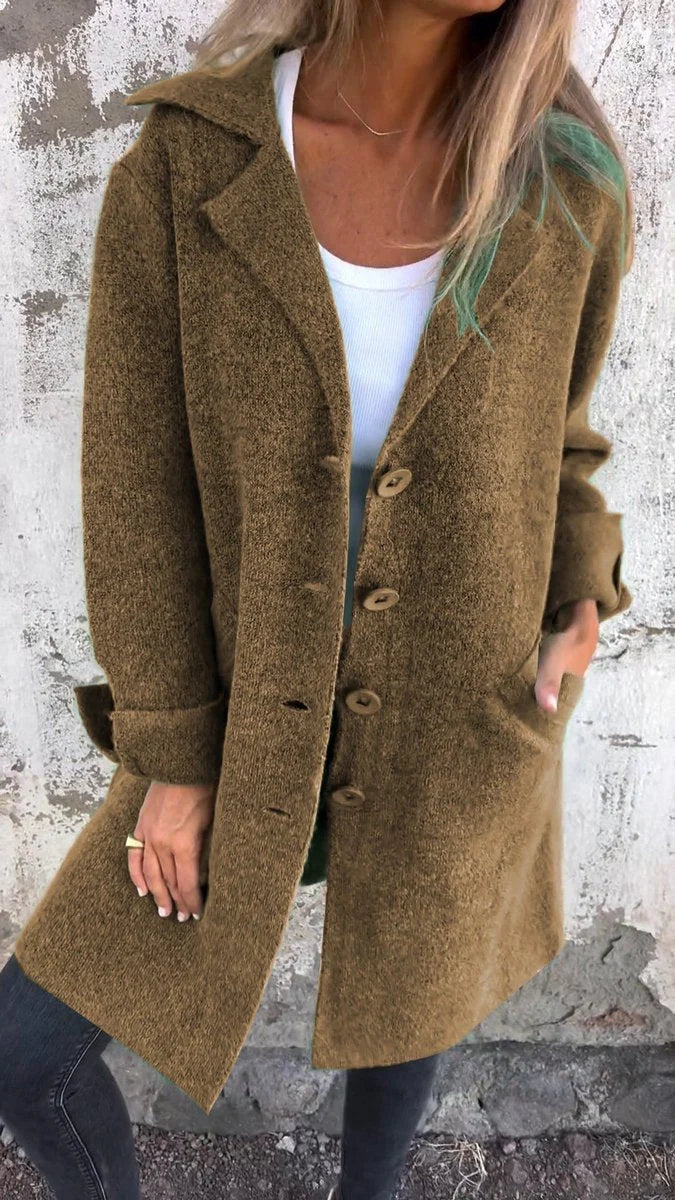 Rylan Women's Longline Coat | Smooth Fabric, Notch Collar 7