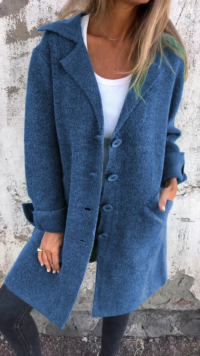 Rylan Women's Longline Coat | Smooth Fabric, Notch Collar 8