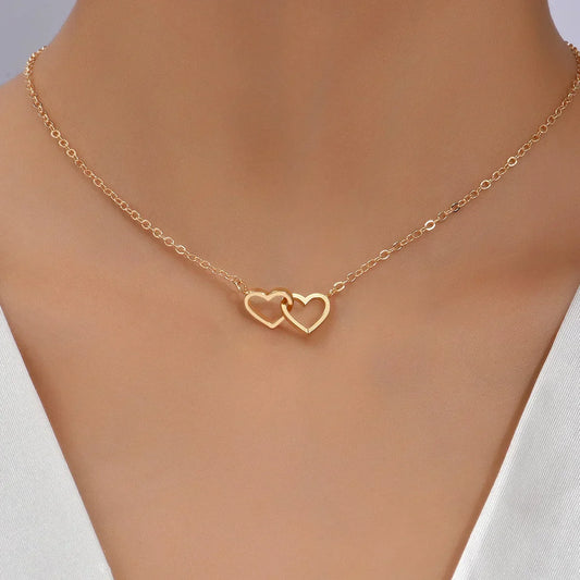 AYLA | Double Heart Necklace in Refined Zinc Alloy